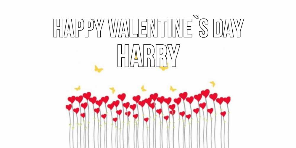 Greetings card с именем, Harry Happy Valentine`s Day шары много на палочках Greetings with text for free download 